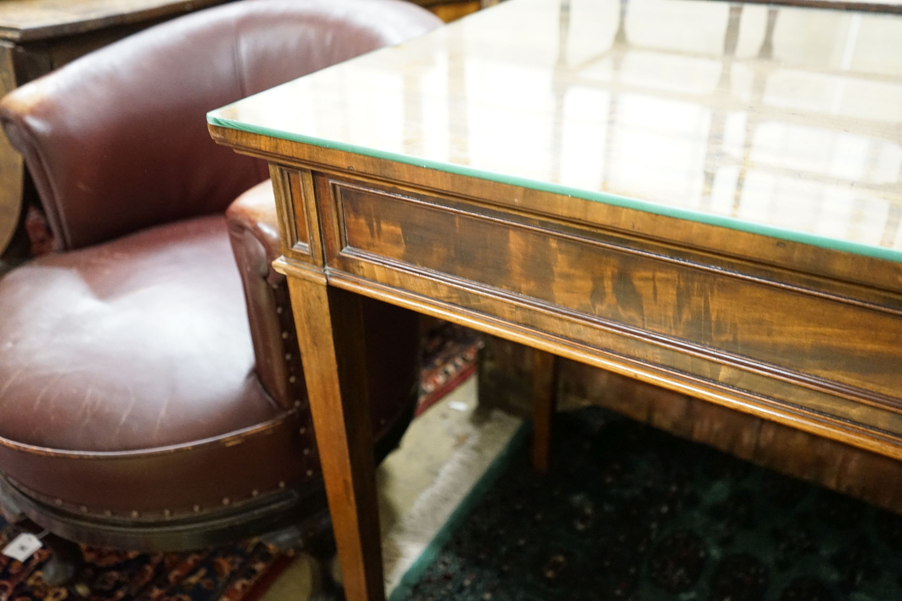 A George III style mahogany serving table, length 150cm, depth 62cm, height 80cm